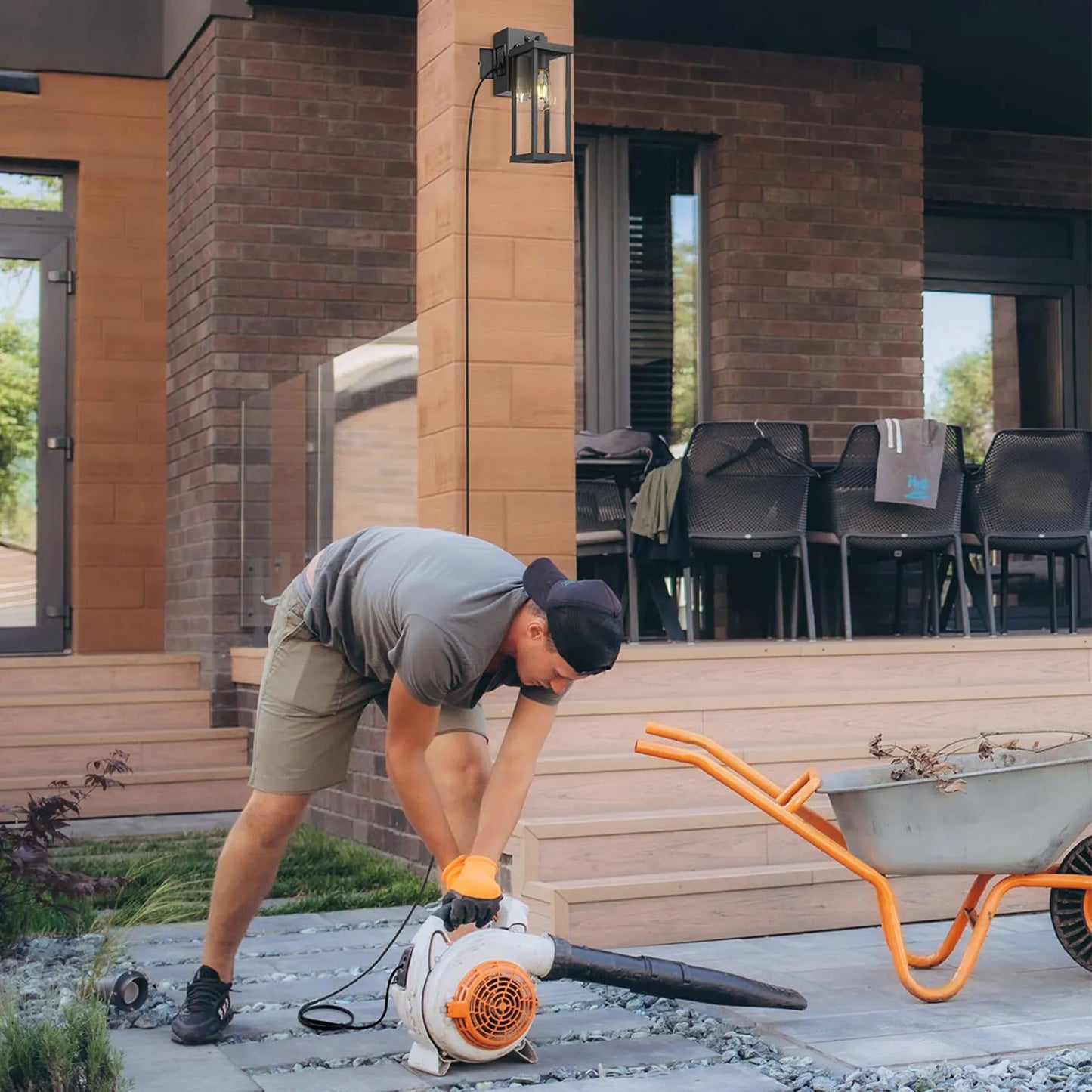 Porch Light With GFCI Outlet Dusk To Dawn Outdoor Light Exterior Lighting Fixtures Wall Mount For House Patio Garage Hallway