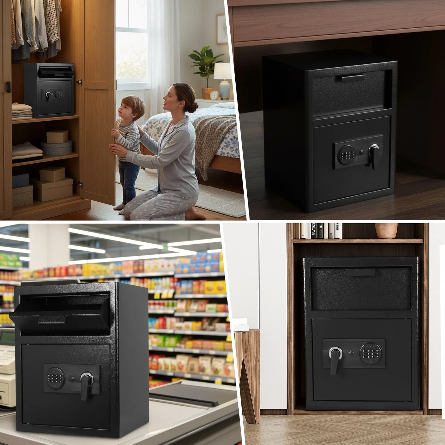 Fireproof Waterproof Safe Box for Office Document Lock Box Heavy Duty Steel Home Safety Box Personal Combination Safe for home