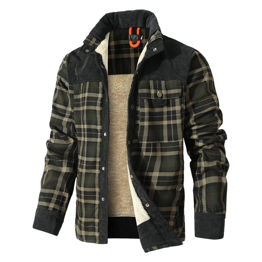Men's Jackets Winter Windproof Warm Casual Bomber Coat Plaid Sherpa Lined Flannel Outdoor Classic Jacket Men US Size