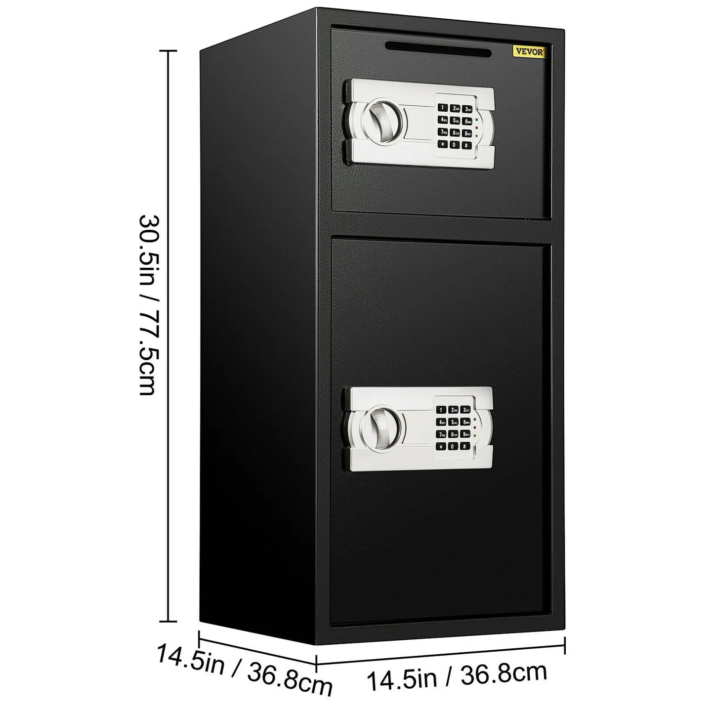 SucceBuy 33" Double Door Safe Deposit Box Secret Hidden Piggy Bank Steel Separate Storage Space Electronic Lock for Office Home
