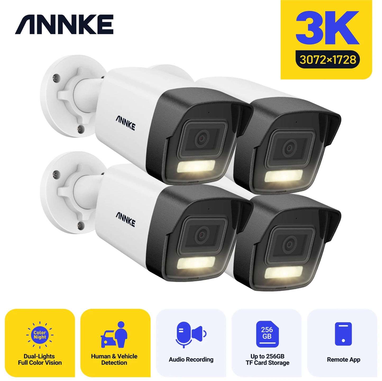 ANNKE 4K Smart Dual Light Bullet Network Camera Built-in mic Outdoor 8MP Smart Home POE IPC Support people vehicle detection