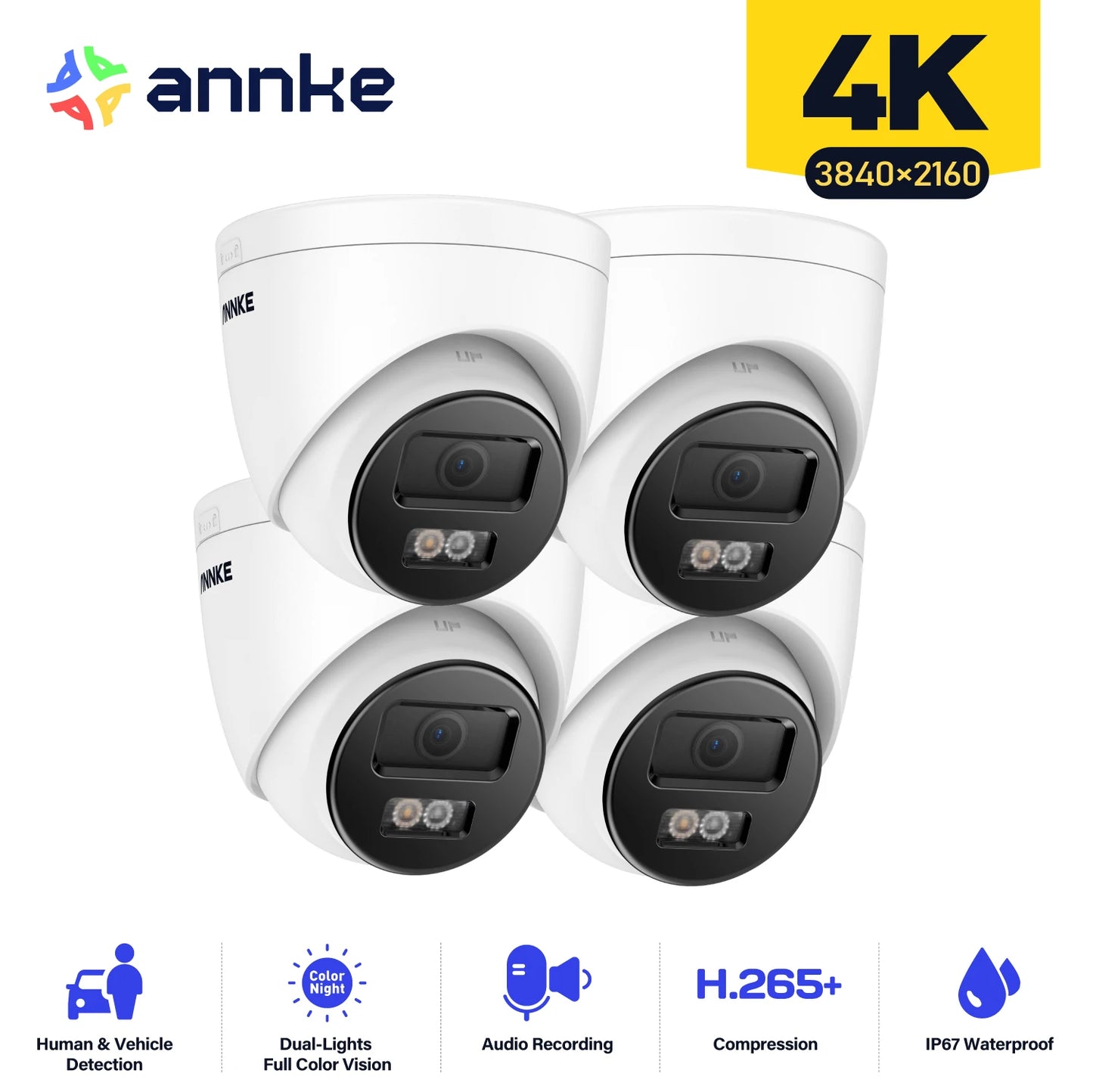 ANNKE 4K Smart Dual Light Bullet Network Camera Built-in mic Outdoor 8MP Smart Home POE IPC Support people vehicle detection