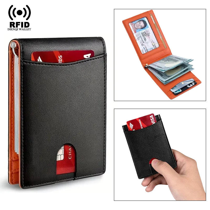 Metal Money Clip Wallet RFID Blocking Slim Card Holder Money Bag Credit Cardholder Carbon Fiber Bifold Smart Wallet for Men