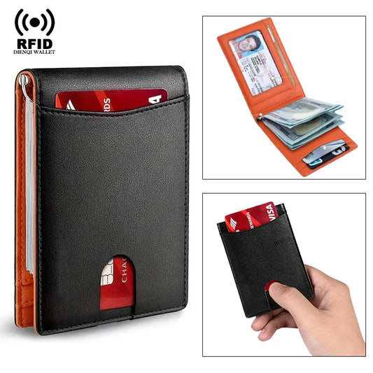 Metal Money Clip Wallet RFID Blocking Slim Card Holder Money Bag Credit Cardholder Carbon Fiber Bifold Smart Wallet for Men