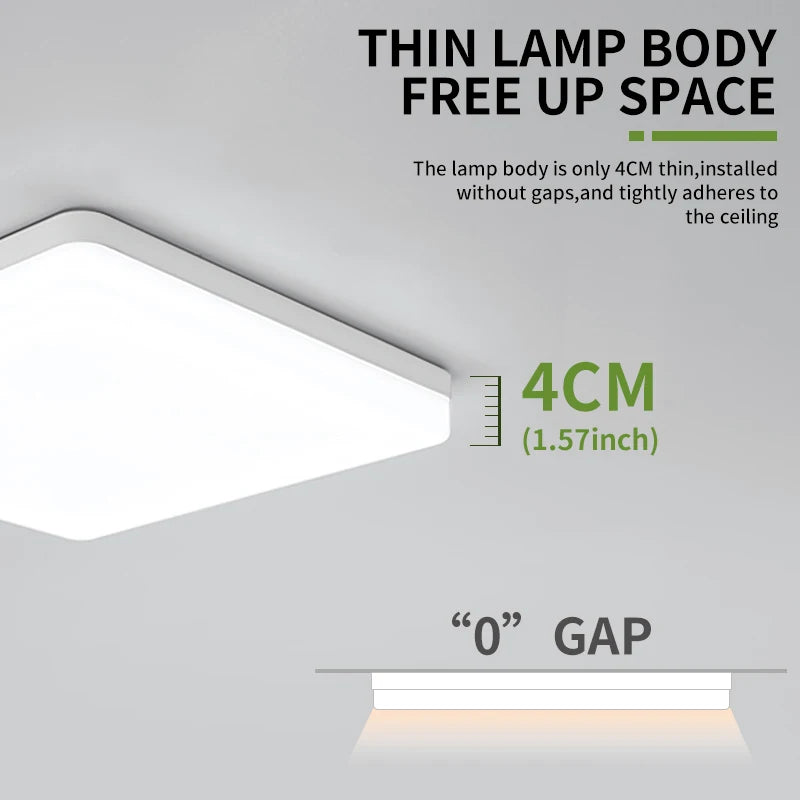 LED Ceiling Lights Square Neutral Light 16W 34W Interior Home Decor Simple Ceiling Lighting Bathroom Bedroom Kitchen Living Room