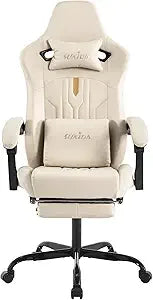 Ergonomic Massage Gaming Chair with Adjustable Rocker Recliner, Lumbar Cushion, and Footrest for Comfortable Video Gaming Experi