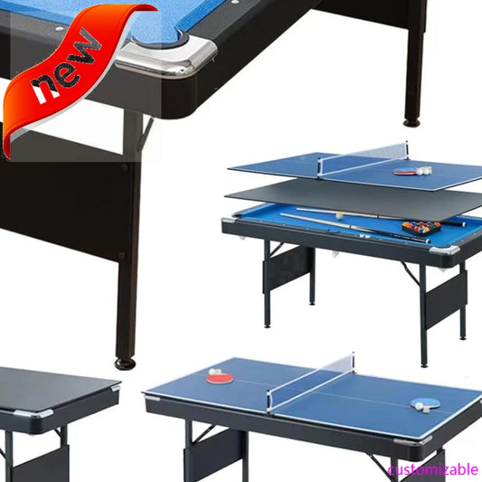 New-3 in 1 Pool Ping Pong Dining Combo, 65.75in Foldable Billiard/Table Tennis,With Billiard and Tennis Paddles Accessories