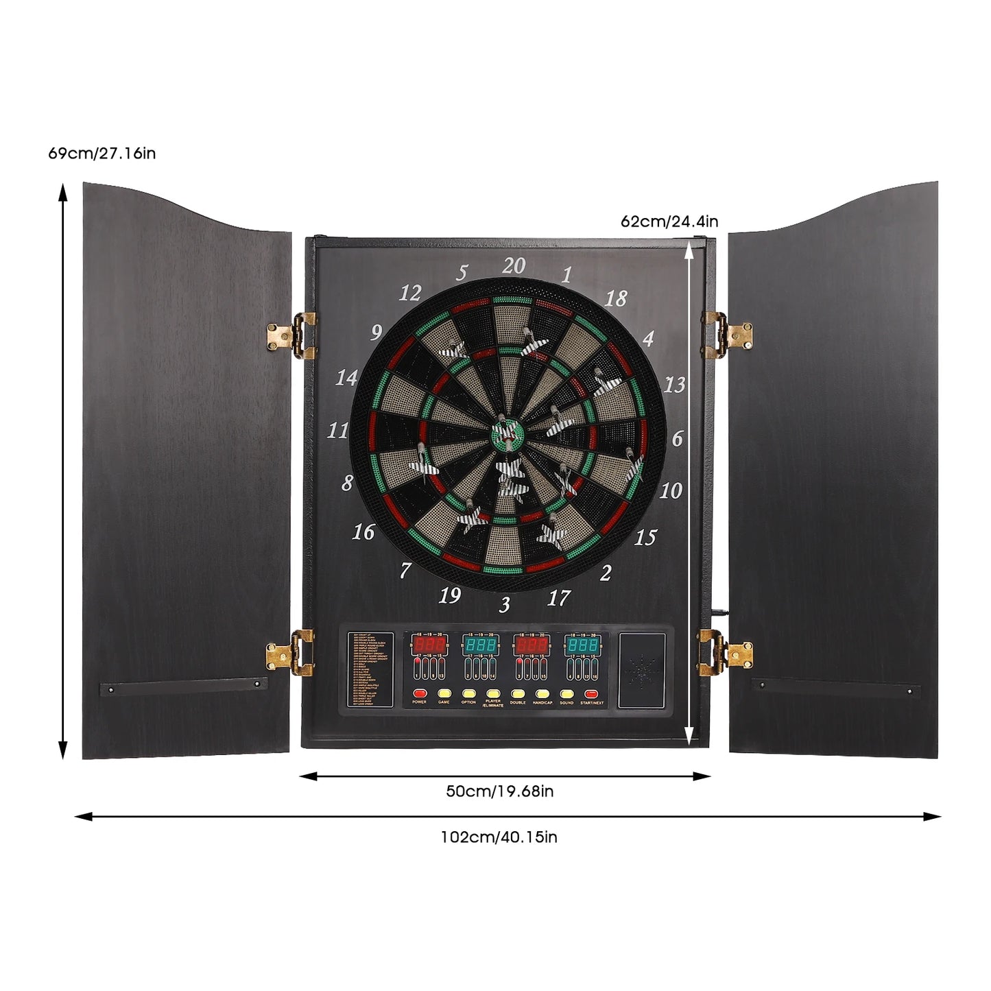 Electronic Dart Board Set with 4 LED Displays Voice Prompts 12 Darts for Home/Office/Party Game 16 Players & 243 Games CB05E