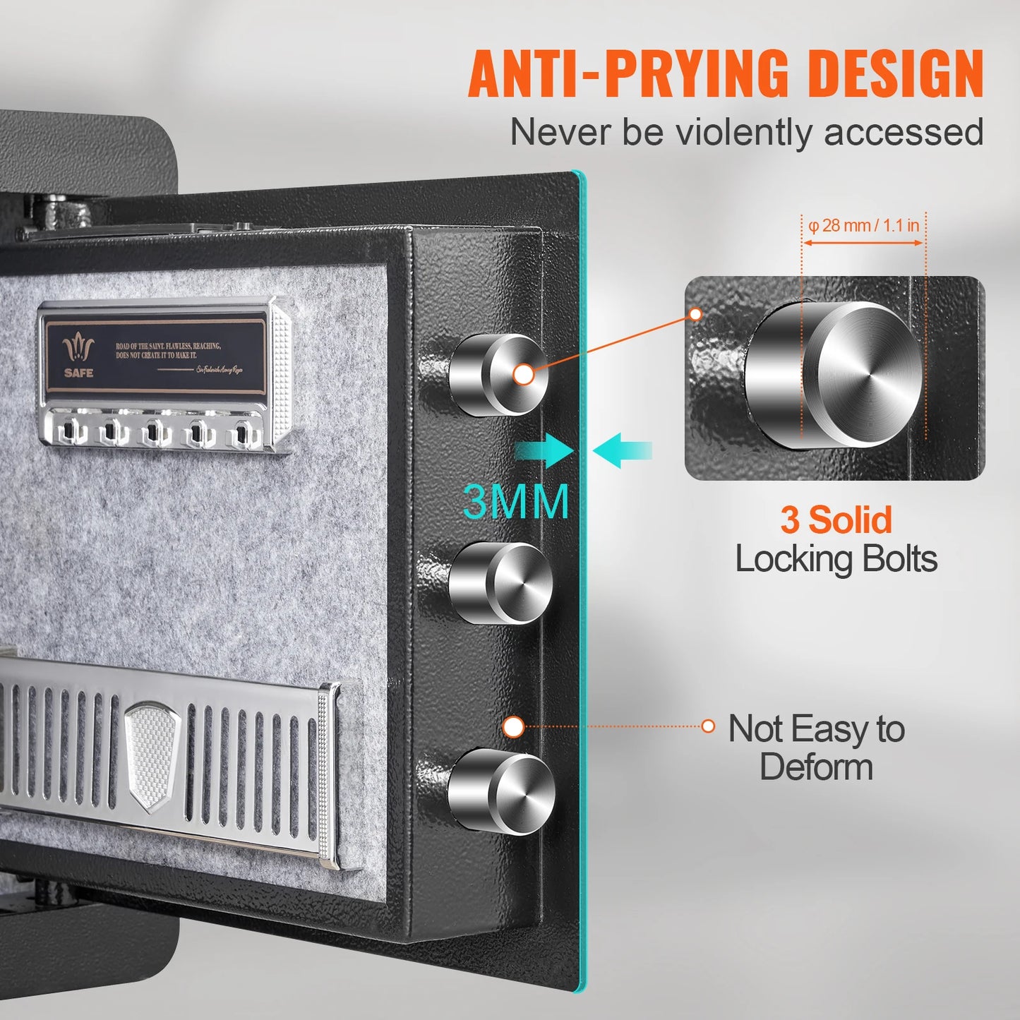 SucceBuy 1.2Cubic Feet Electronic Safe Deposit Safe Box W/ Digital Access & Override Keys for Money Gun Jewelry Document Home