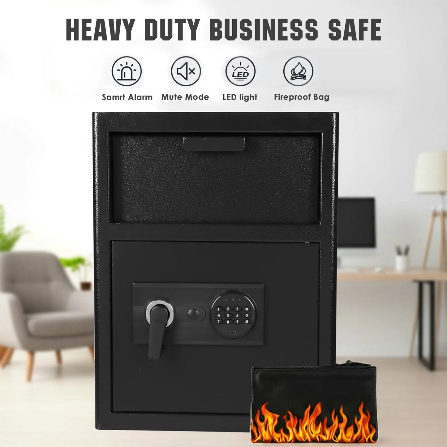 Fireproof Waterproof Safe Box for Office Document  Lock Box Heavy Duty Steel Home Safety Box Personal Combination Safe for home