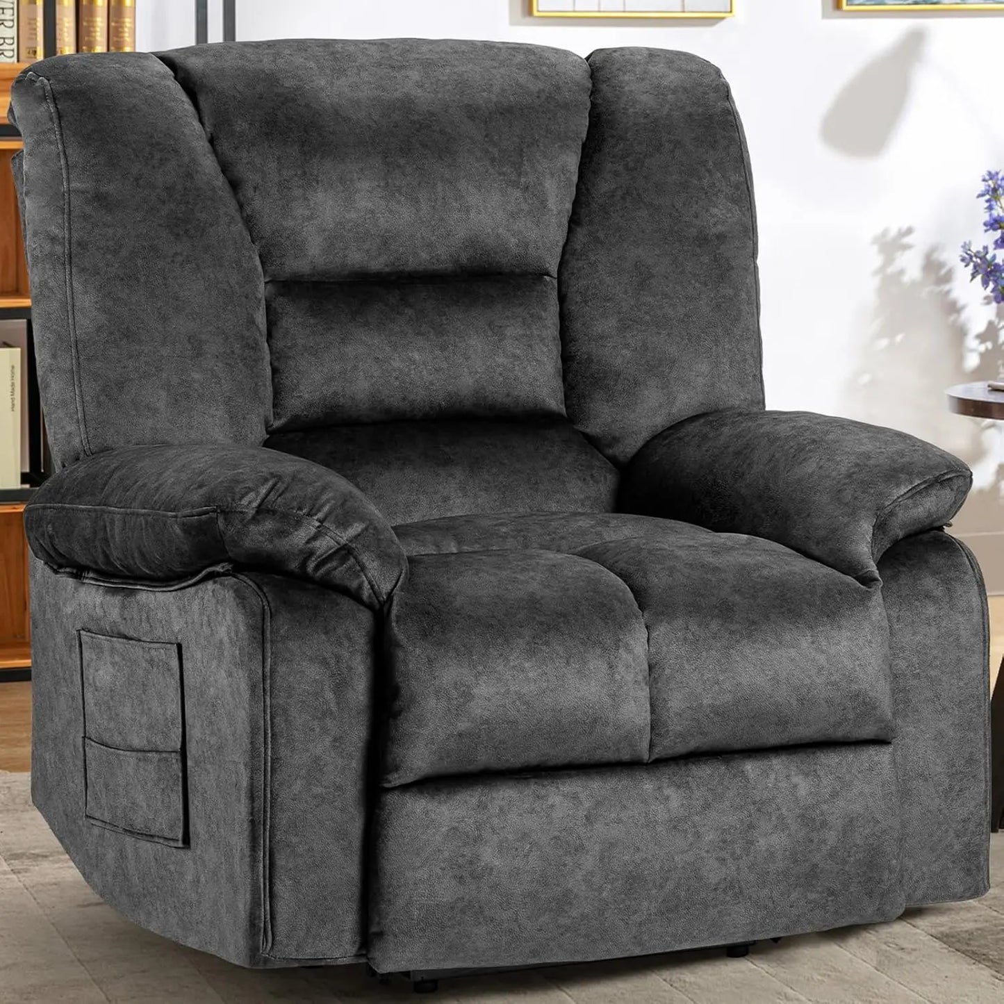 Fabric Lazy Boy Recliner Chair for Bedroom, Manual Reclining Chairs for Adults，Grey Recliner Chair with Adjustable, Customized