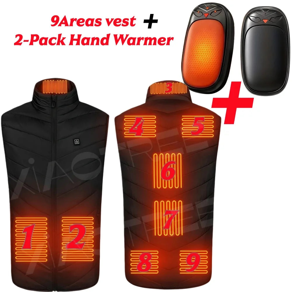 28/9 Areas Heated Vest Men Jacket Heated Winter Womens Electric Usb Heater Camping Jacket Man Thermal Vest Body Warmer Coat 6XL