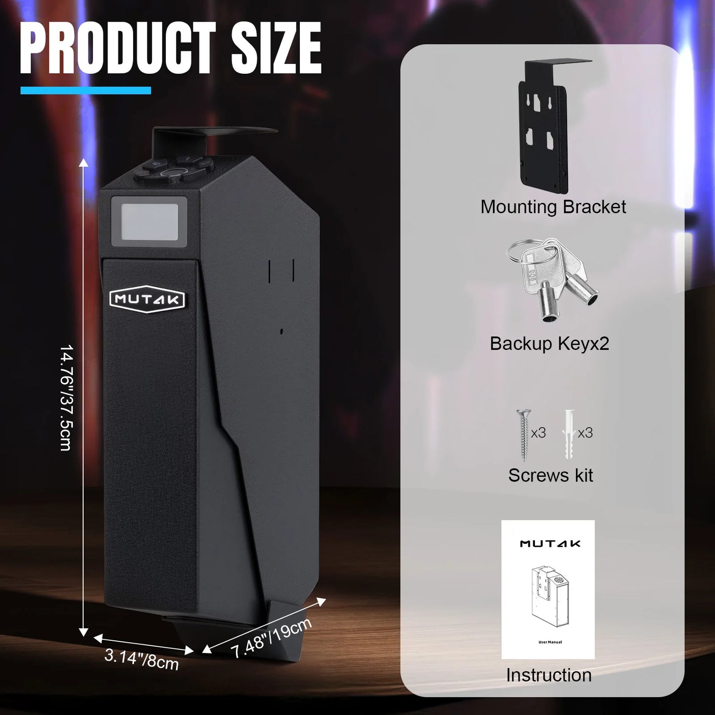 Biometric Bedside Handgun Safe,Gun Safe for Handgun,Quick Access Pistol Lock Box for Nightstand,Car,Fingerprint/Pin Code/Type-C