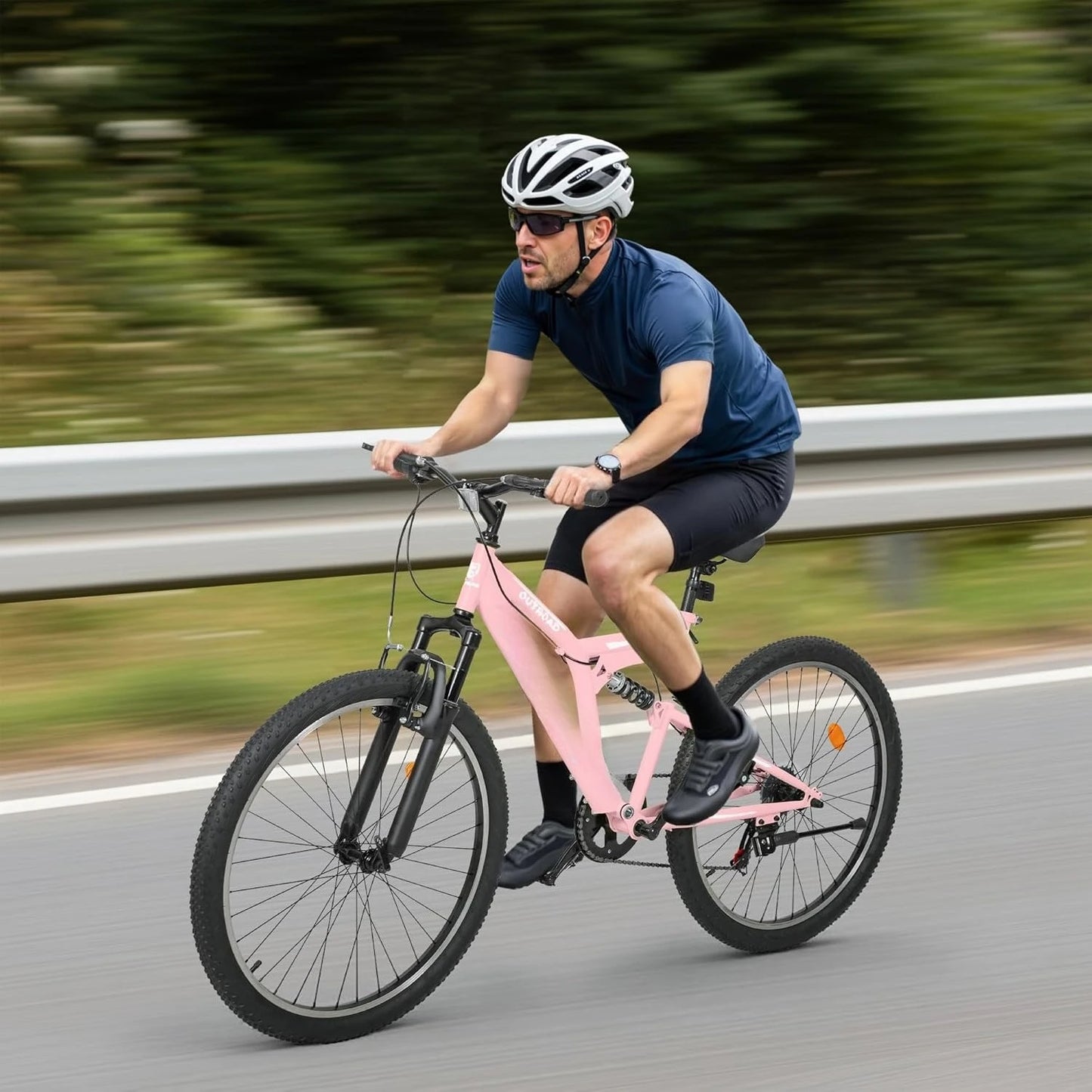 26 inch Mountain Bike, Outdoor Hybrid Bikes,7-Speed/High-Carbon Steel/Dual Full Suspension, for Men Women Adult,, Customized