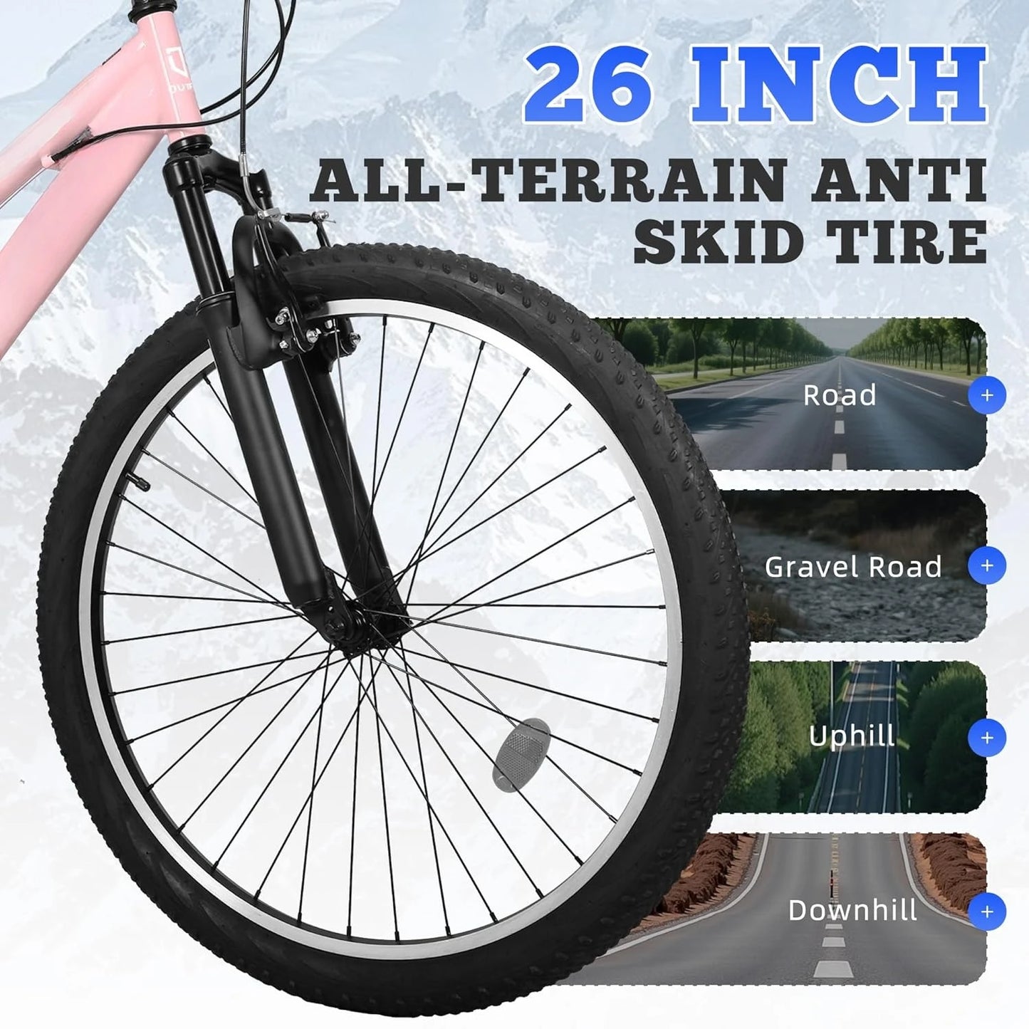 26 inch Mountain Bike, Outdoor Hybrid Bikes,7-Speed/High-Carbon Steel/Dual Full Suspension, for Men Women Adult,, Customized