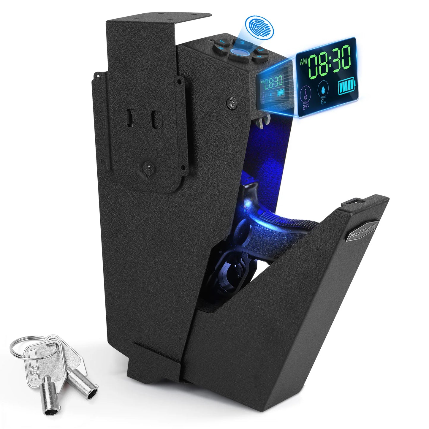Biometric Bedside Handgun Safe,Gun Safe for Handgun,Quick Access Pistol Lock Box for Nightstand,Car,Fingerprint/Pin Code/Type-C