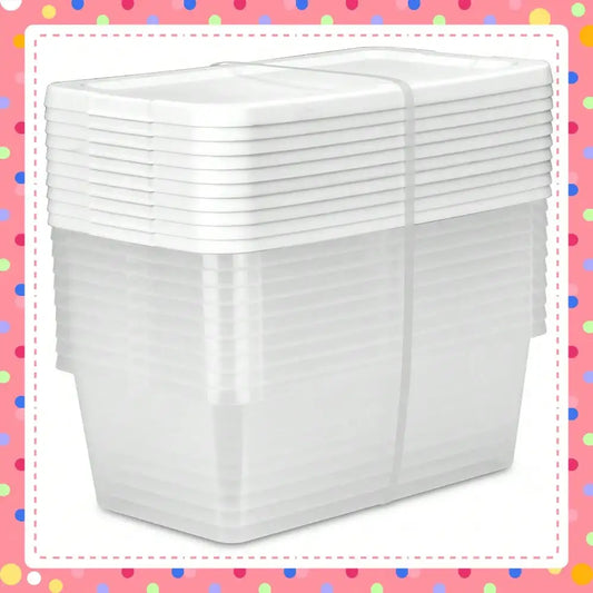 6-Quart Clear Storage Bins, Snap-On Lid Storage Containers with White Lid, Set of 10