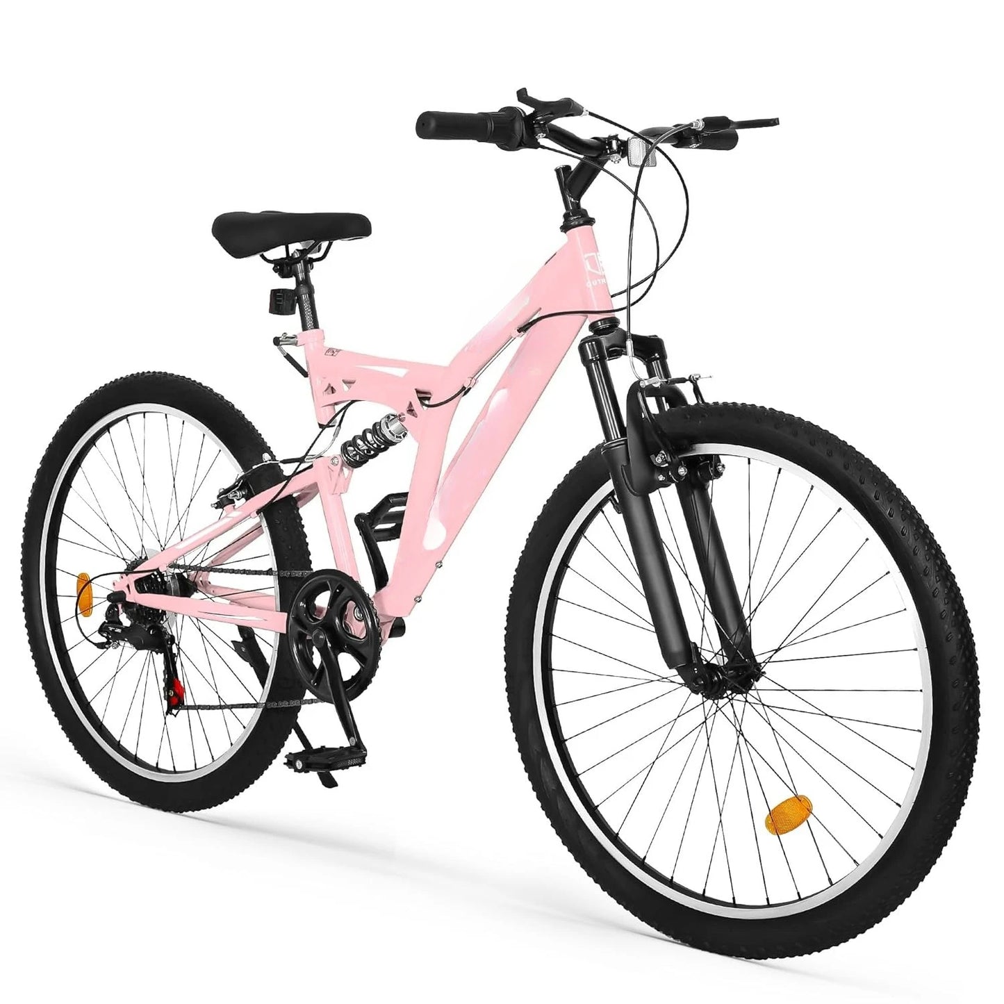 26 inch Mountain Bike, Outdoor Hybrid Bikes,7-Speed/High-Carbon Steel/Dual Full Suspension, for Men Women Adult,, Customized