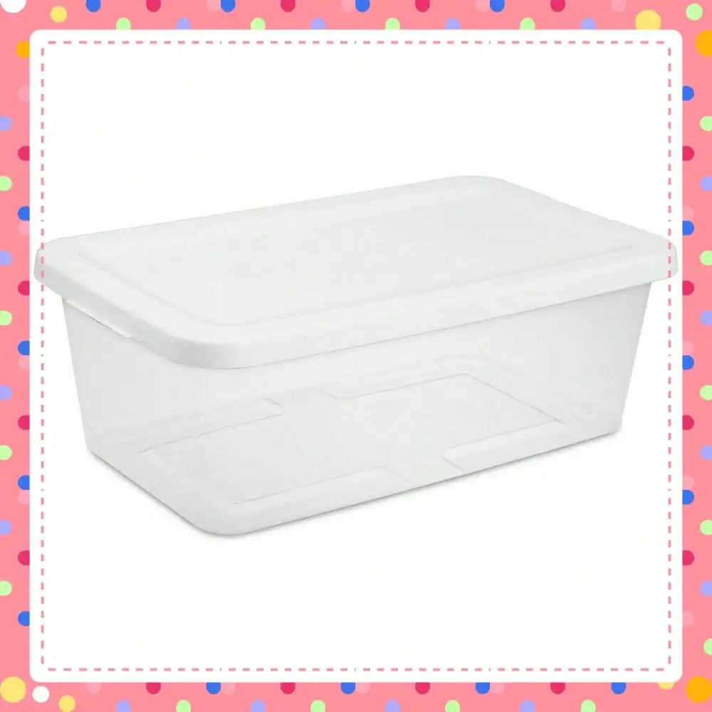 6-Quart Clear Storage Bins, Snap-On Lid Storage Containers with White Lid, Set of 10