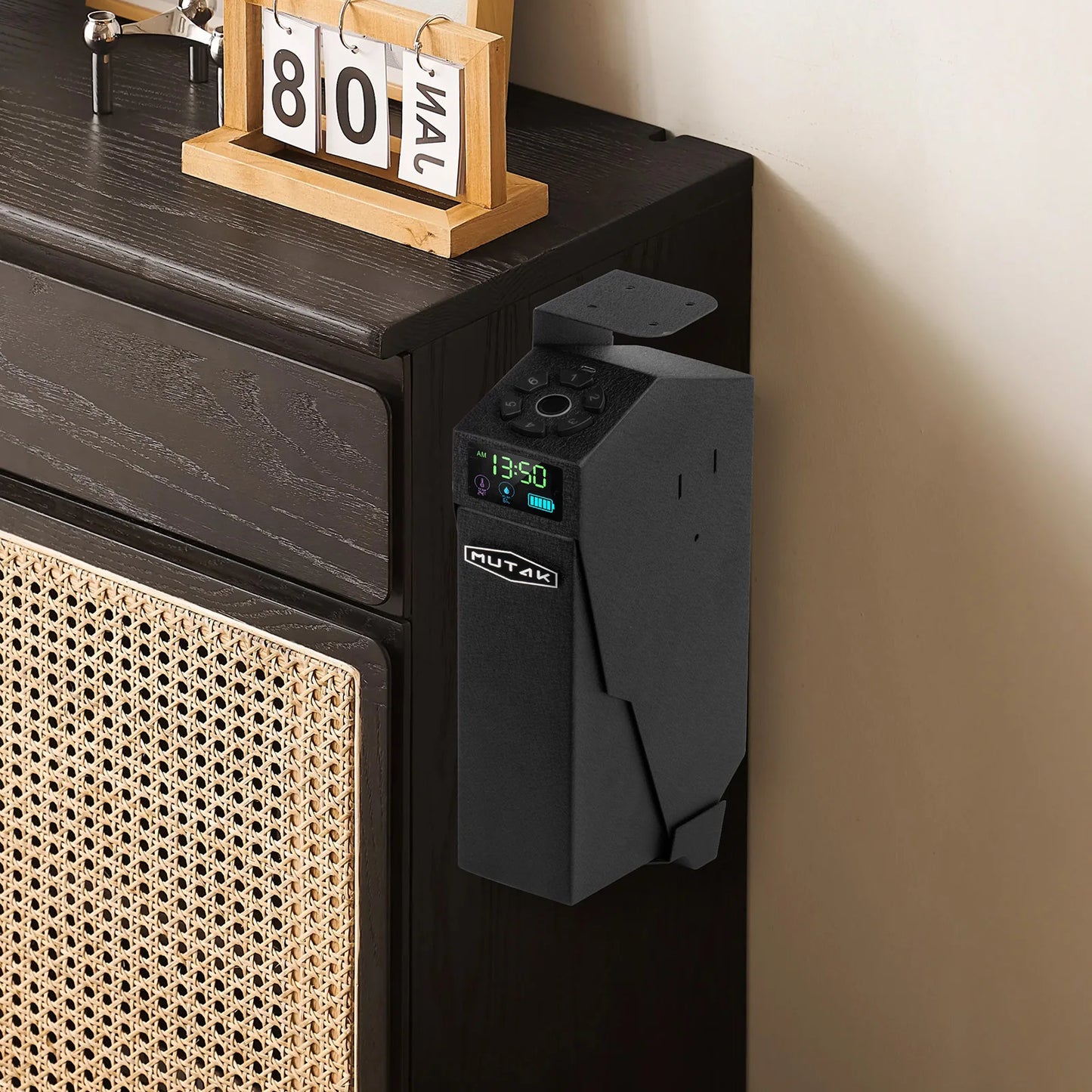 Biometric Bedside Handgun Safe,Gun Safe for Handgun,Quick Access Pistol Lock Box for Nightstand,Car,Fingerprint/Pin Code/Type-C