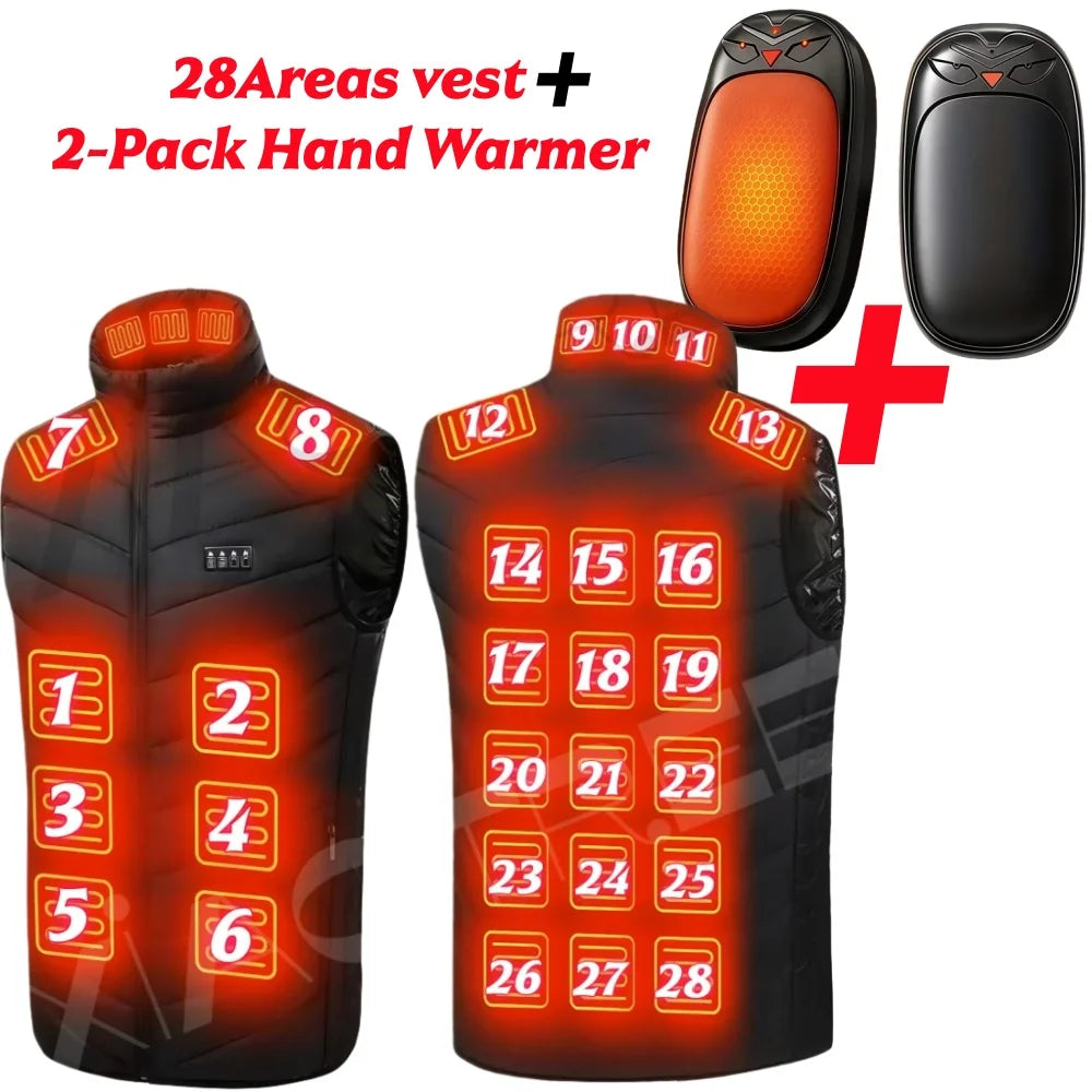 28/9 Areas Heated Vest Men Jacket Heated Winter Womens Electric Usb Heater Camping Jacket Man Thermal Vest Body Warmer Coat 6XL