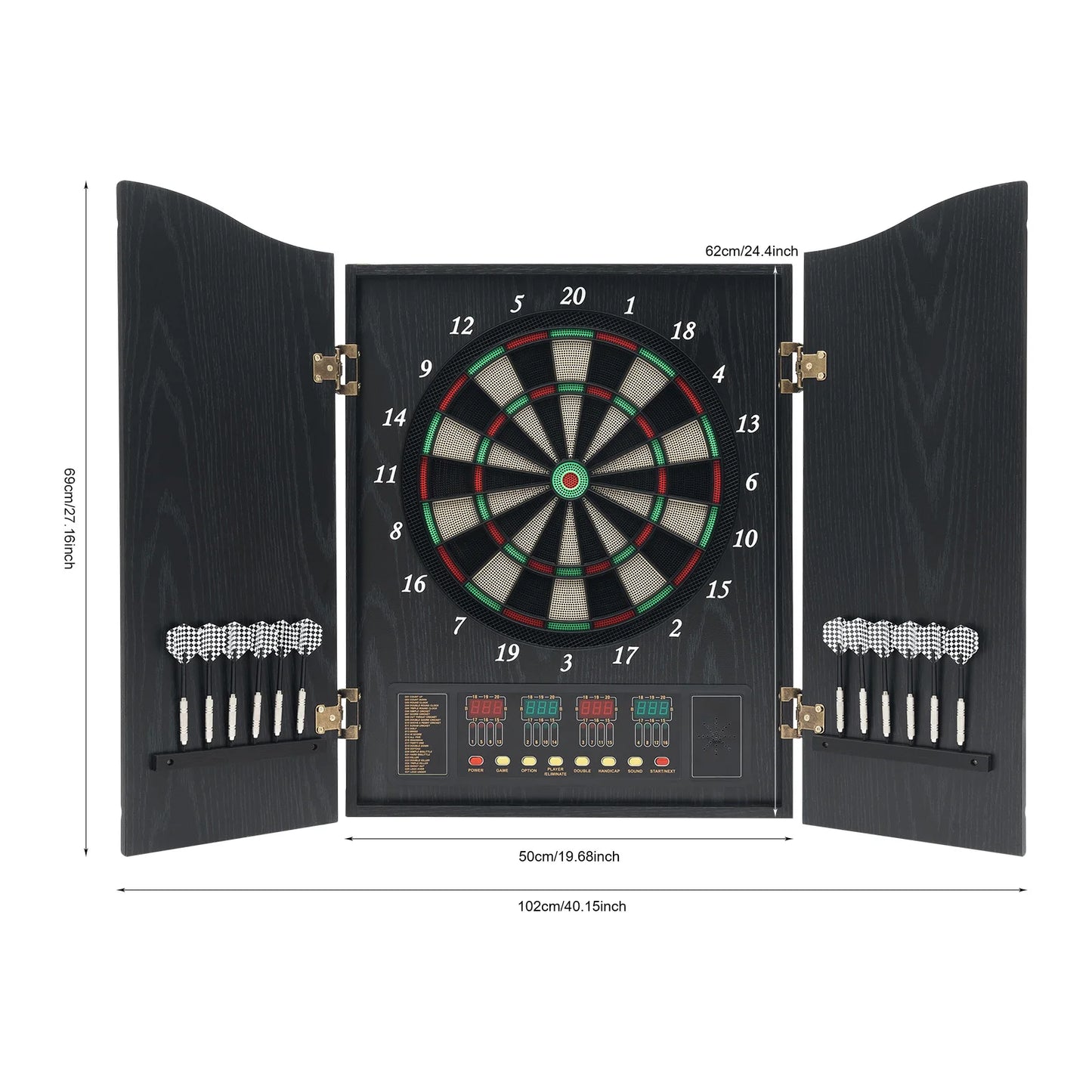 Electronic Dart Board Set with 4 LED Displays Voice Prompts 12 Darts for Home/Office/Party Game 16 Players & 243 Games CB05E