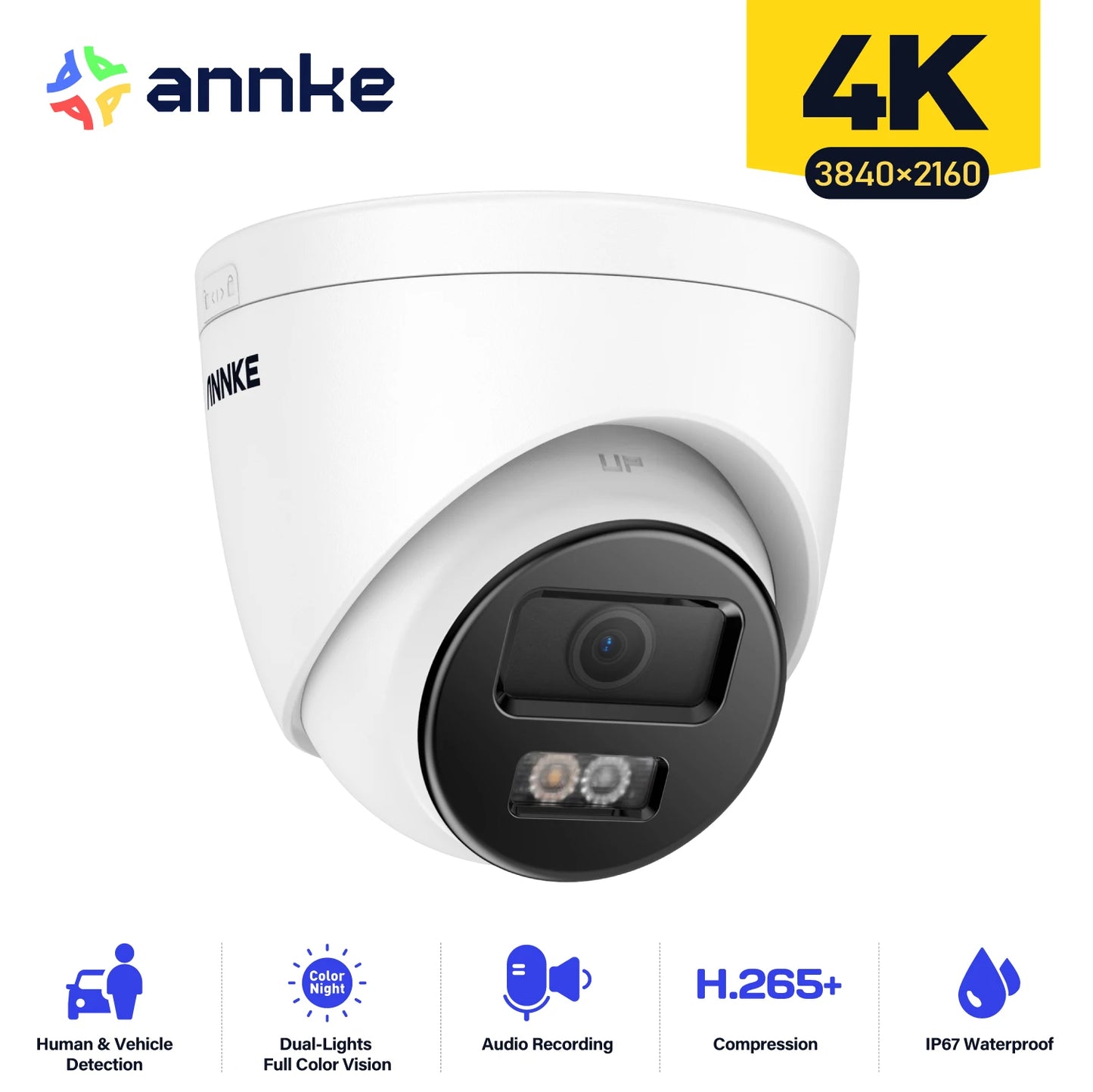 ANNKE 4K Smart Dual Light Bullet Network Camera Built-in mic Outdoor 8MP Smart Home POE IPC Support people vehicle detection